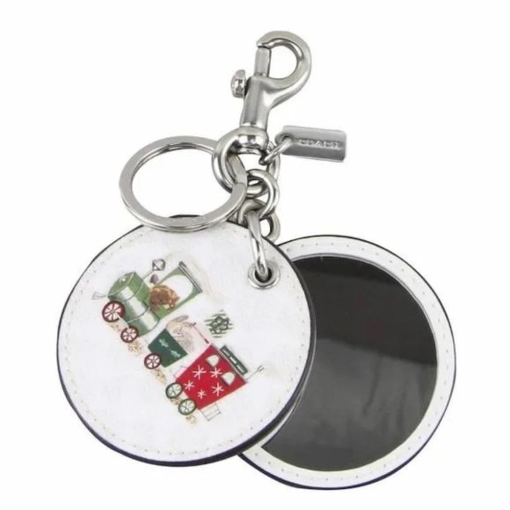 Coach Boxed Small Boxy Cosmetic Case And Mirror Bag Charm In Signature Canvas - Picture 4 of 6